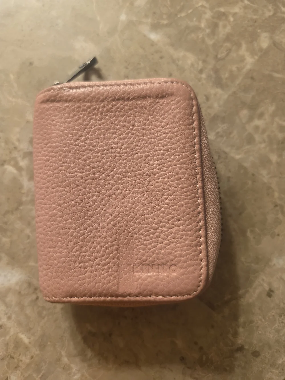 Pink Pebbled Leather Zip Card & Key Holder